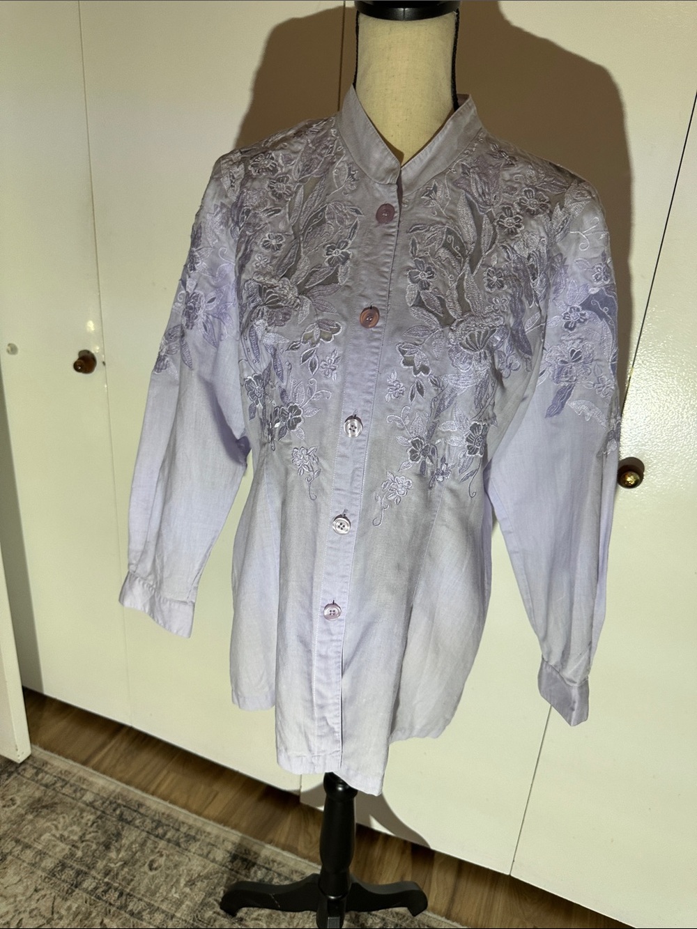 Together Light Lavender Embroidered Button-Down Shirt size 10
